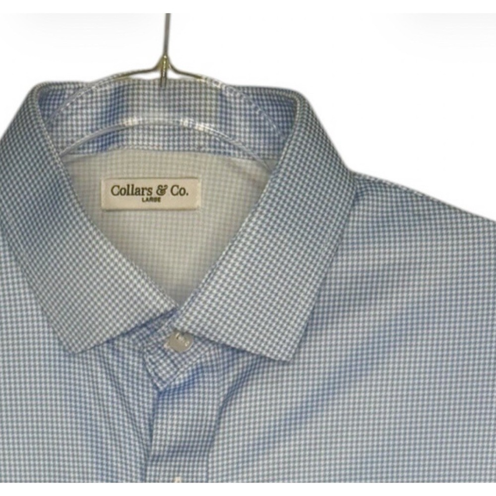 Collars and Co Shirt Men's L Houndstooth Check Golf Performance Polo Button Up